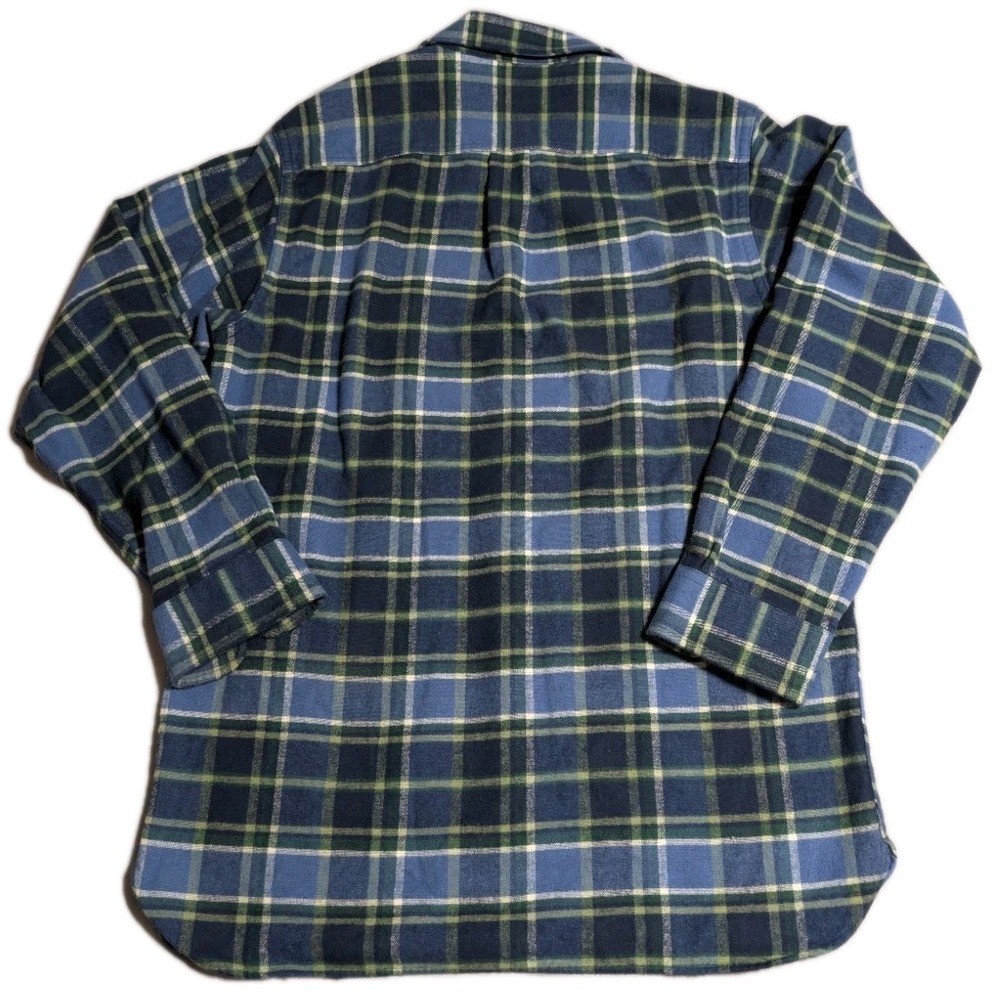 L.L.Bean Traditional Fit Flannel Shirt Men's MT Tall Blue Green Plaid Cotton - Picture 3 of 5